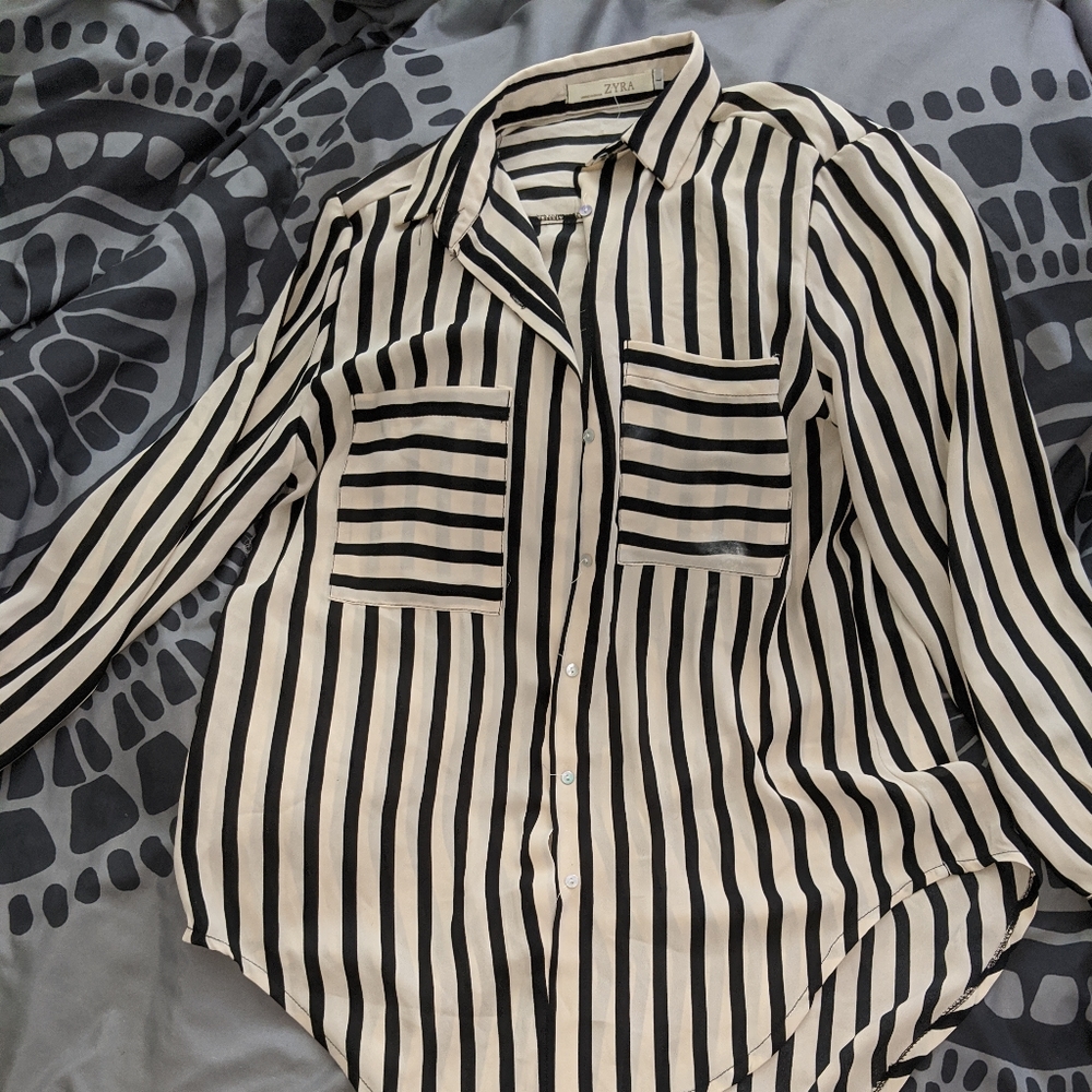 Black and cream blouse